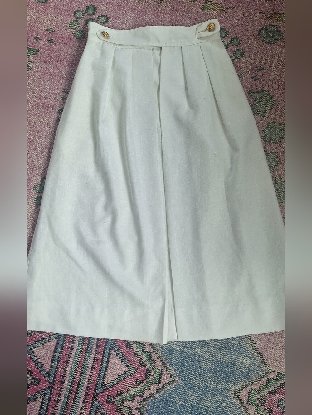 70s Vintage Cottage Tailor Pleated Midi Skirt